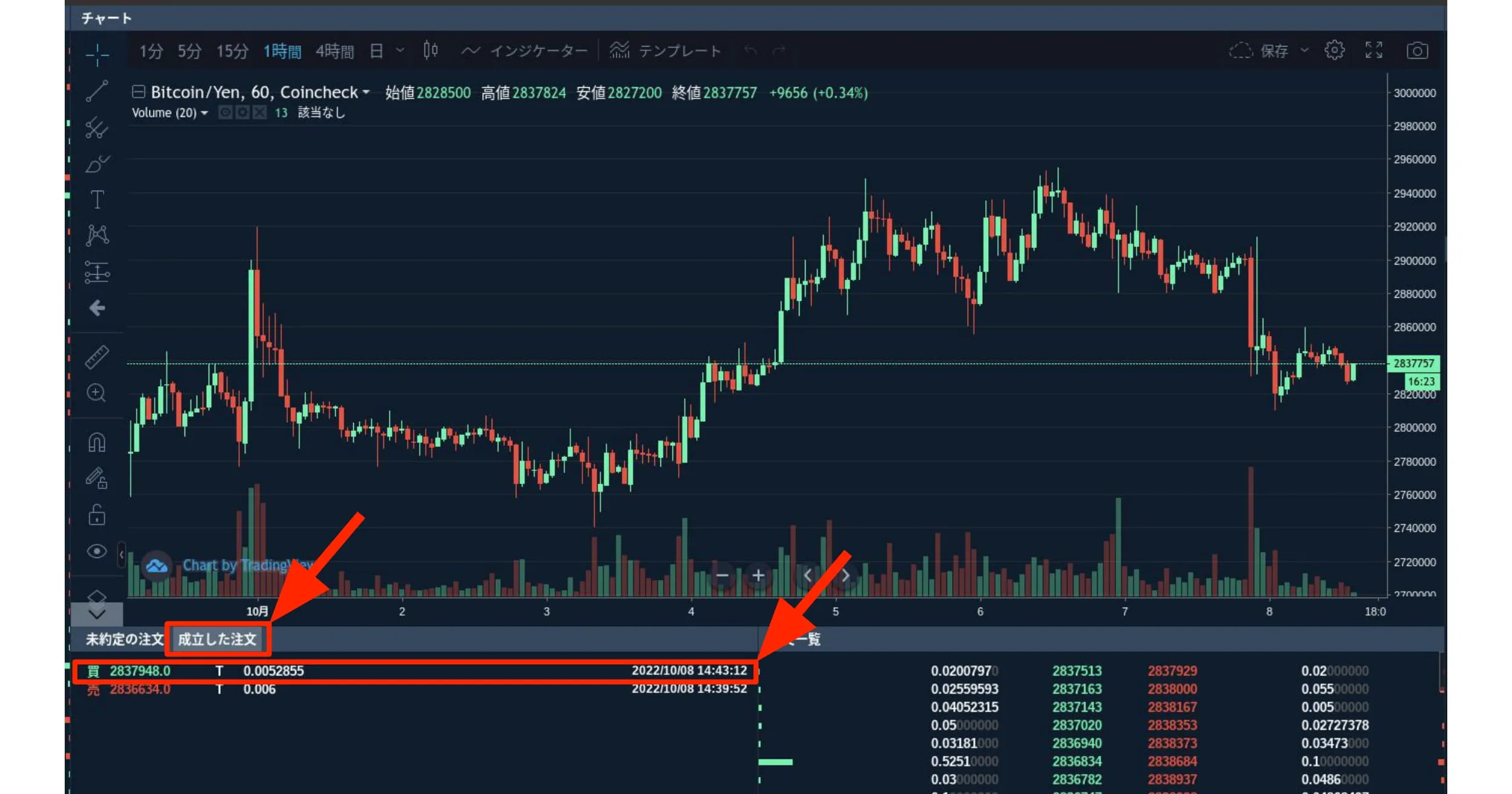 取引履歴を確認する